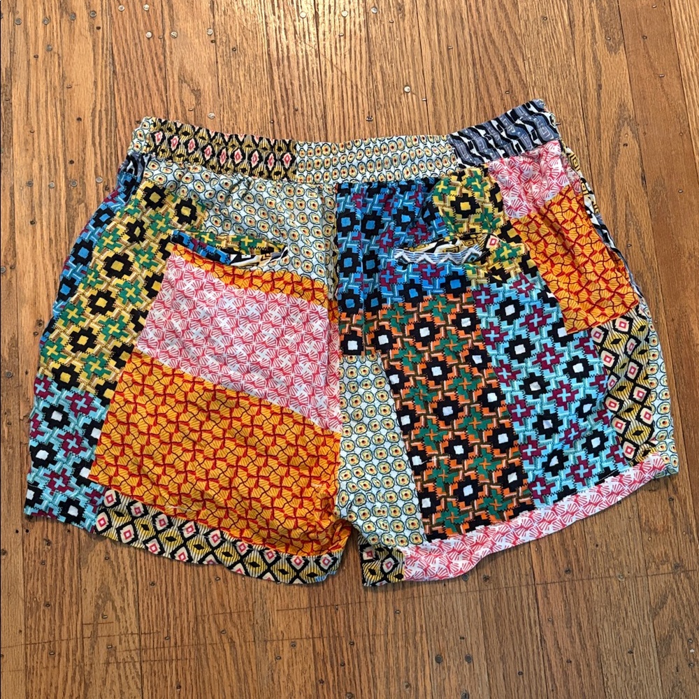Earthbound Patchwork Shorts Side Pockets Elastic … - image 3